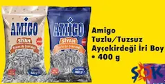 AMİGO TUZLU/TUZSUZ AYÇEKİRDEĞİ İRİ BOY 400 G AMİGO TUZLU/TUZSUZ AYÇEKİRDEĞİ İRİ BOY 400 G